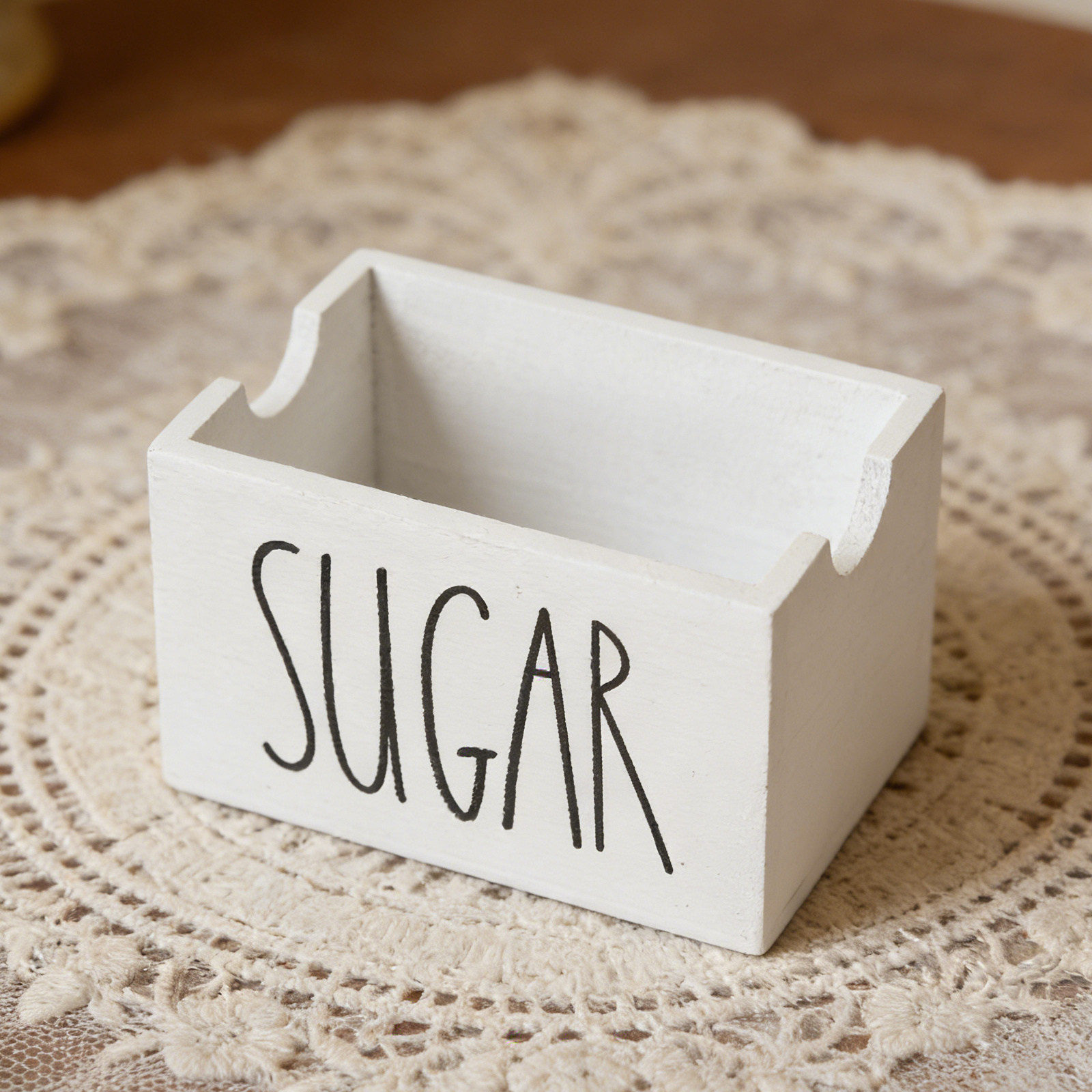 Coffee Tea Sugar - Holz-Zuckerpackethalter, Holz-Teebeutel-Aufbewahrungsbox, Kaffee-Zuckerwürfel-Organizer, Landhaus-Tisch-Organizer für Büro,