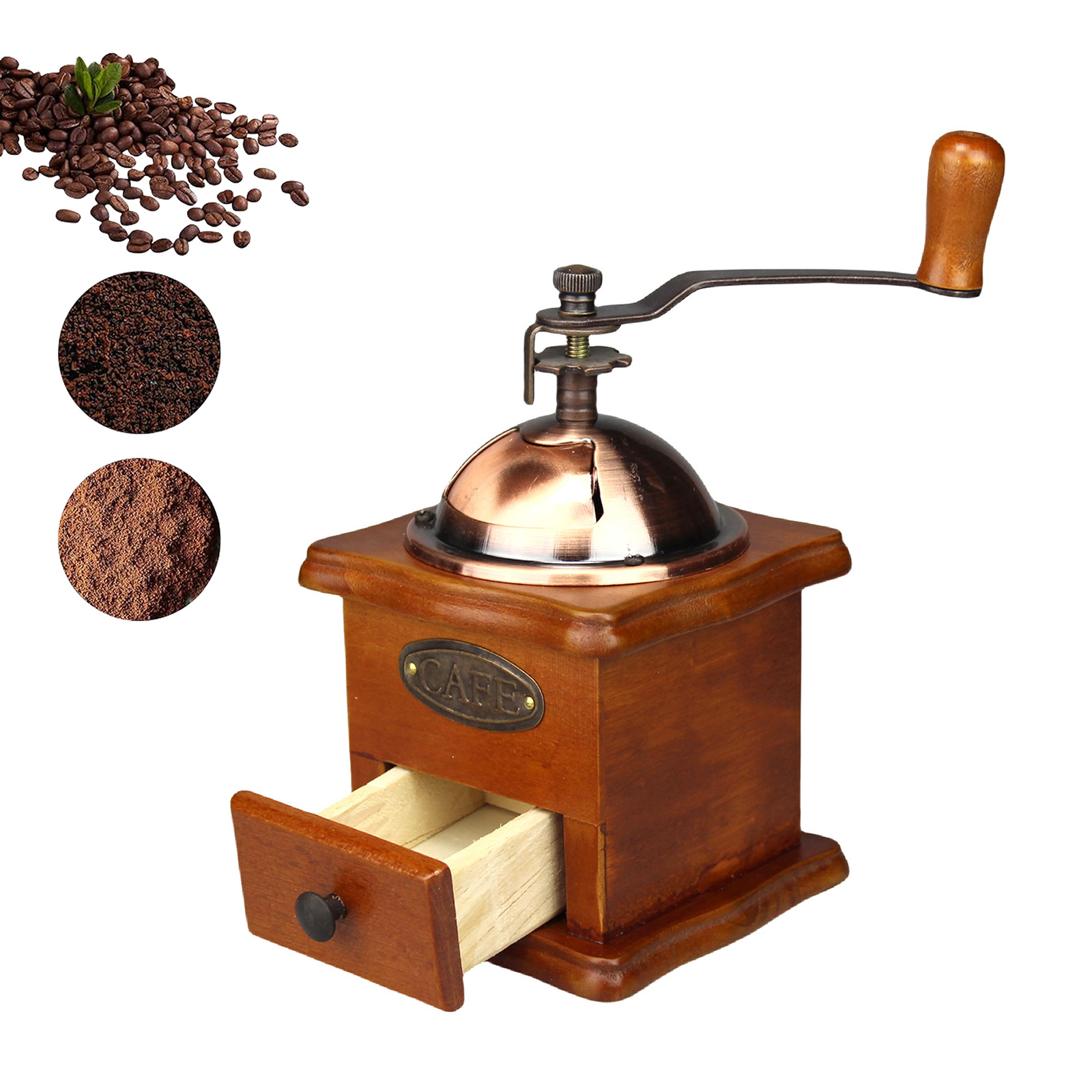 Burr Hand Grinder - Antiker manueller Kaffeemühlen-Set mit Handkurbel, klassischer