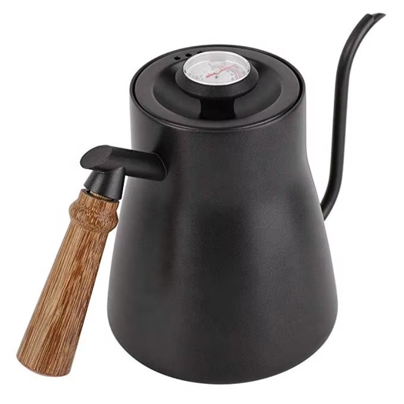 Coffee Tea & Espresso Appliances - 650ML Edelstahl-Kessel, Schwanenhals-Kessel, Holzgriff Tee- und